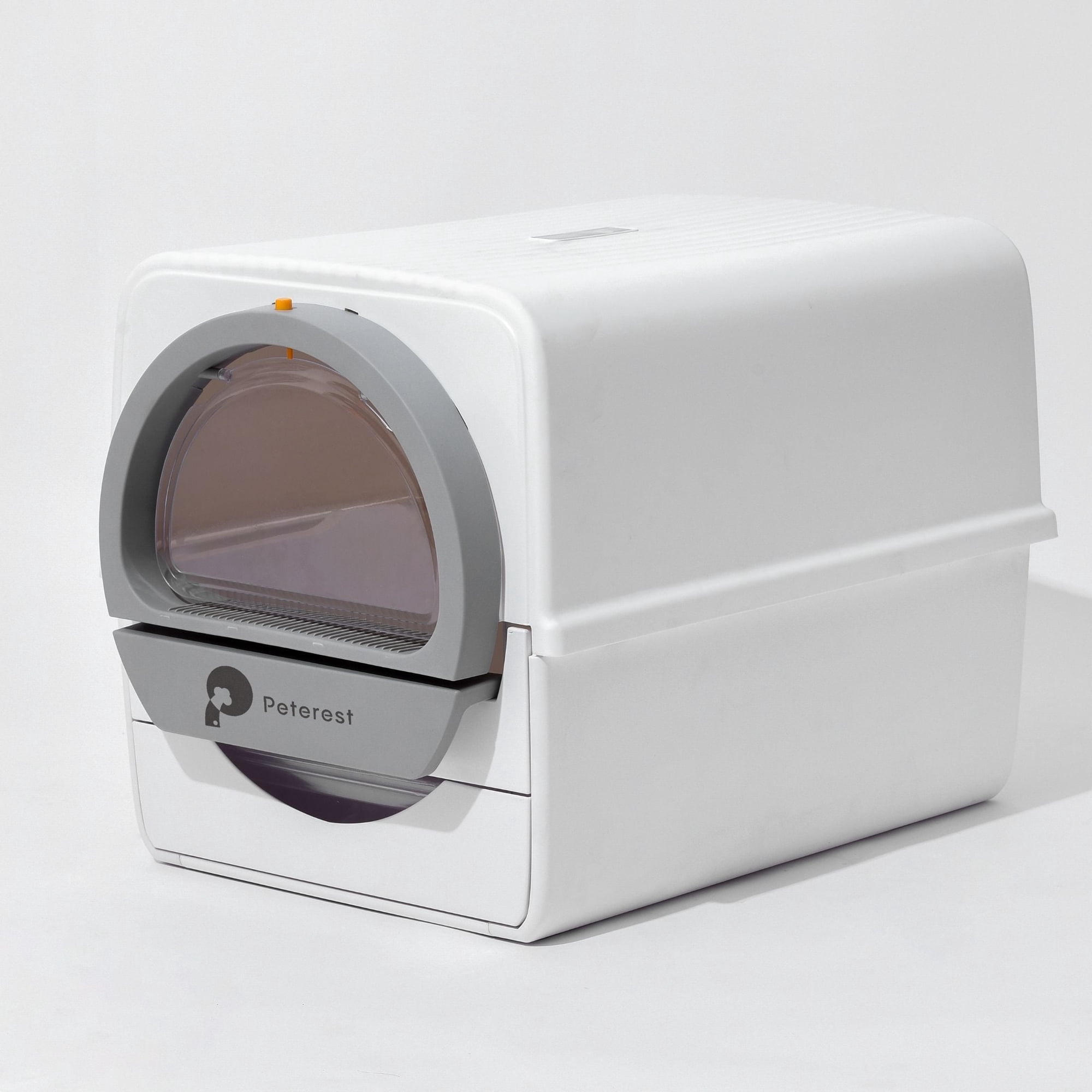 Pull-Push Mechanical Self-Cleaning Functional Extra Large Cat Litter Box with Waste Receptacles Jumbo Hooded White