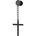 thumbnail image 2 of Pair Circle Screw Stud Earrings With Dangle Cross For Men Women, Stainless Steel, Screw Back[Z1], 2 of 2
