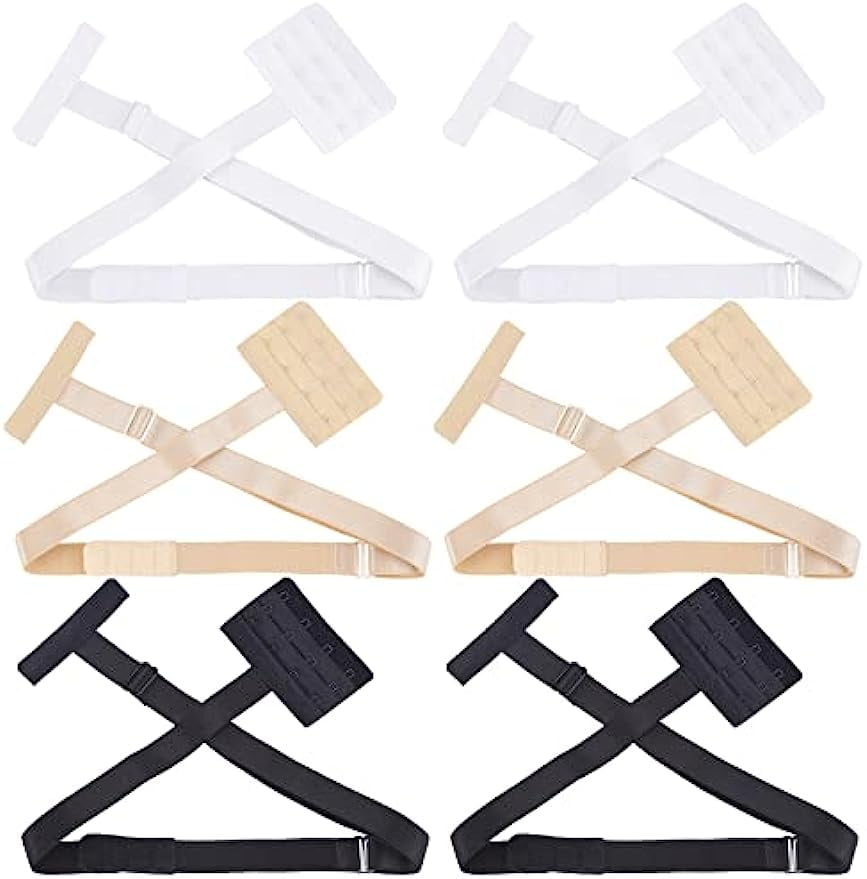 3 Colors 6 Sets Low Back Bra Converter Straps Extra Long Bra Extender 2