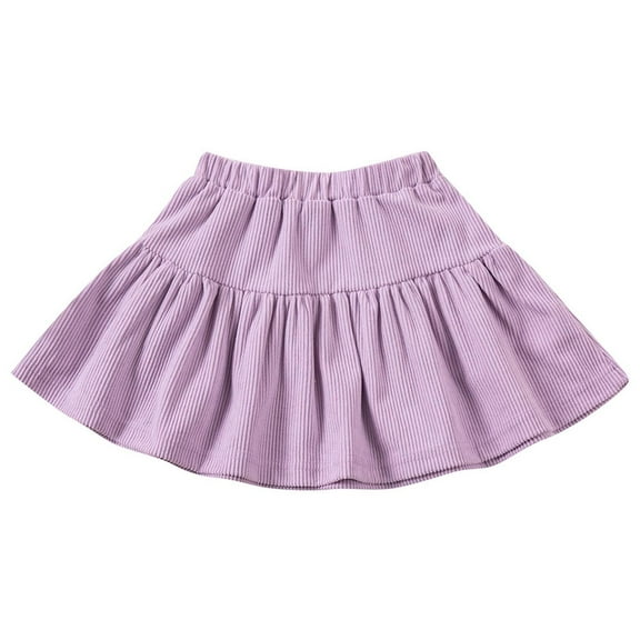GigrtiJin Infant Baby Corduroy Skirt Solid Color Ribbed Elastic Waisted Pleated Skirt Thermal Casual Skirt for Girls 1-7 Years