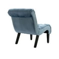thumbnail image 6 of Tufted Accent Chair, Velvet Single Sofa Chair with Wave Seat Cushion, Comfy Upholstered Living Room Chairs with Rubber Wood Legs for Reading Room, Bedroom, Club, Light Blue, 6 of 7