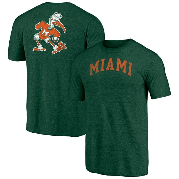 Men's Green Miami Hurricanes Vintage Two Hit Arch Tri-Blend T-Shirt