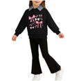 thumbnail image 2 of KyCheLot Girl's 2 Piece Outfits Print Lapel Collar Sweatshirts and Long Flare Pants Matching Set Activewear 2-8 Years, 2 of 7
