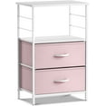 thumbnail image 1 of Sorbus Table de Chevet Commode de Rangement à 2 Tiroirs - Meubles de Chambre pour Enfants, Ados Garçons et Filles, Table d'Appoint de Bout, Coffre, Résidence Universitaire, Cadre en Acier, Tablette et Dessus en Bois, Bacs en Tissu (Rose), 1 of 9