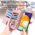 thumbnail image 2 of Dteck Case for Samsung Galaxy A52 5G,Magnetic Leather 7 Card Slots Zipper Wallet Case Shockproof Rubber Kickstand Cover with Wrist Strap, Pink, 2 of 7