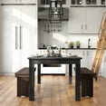 thumbnail image 3 of BizChair 60" x 38" Rectangular Black Wash Solid Pine Farm Dining Table, 3 of 12