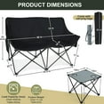 Outdoor Double Camping Chair + Folding Table Set, Loveseat Camp Chair