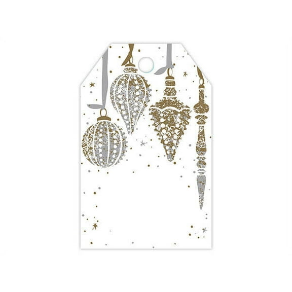 50 PK, Mercury Glass Christmas Gloss Printed Gift Tags 2-1/4 x 3-1/2" For Gift Baskets, Gift Bags, & Wrapped Gifts
