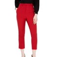 thumbnail image 3 of Line & Dot Womens Solid High Rise Casual Cropped Pants, Red, Large, 3 of 5