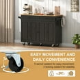 thumbnail image 4 of Blotout 55" Rolling Kitchen Island Cart with Drop Leaf Breakfast Bar, Rubber Wood Top – on Wheels with Drawer, Storage Cabinet, Spice & Towel Rack, 4 of 8