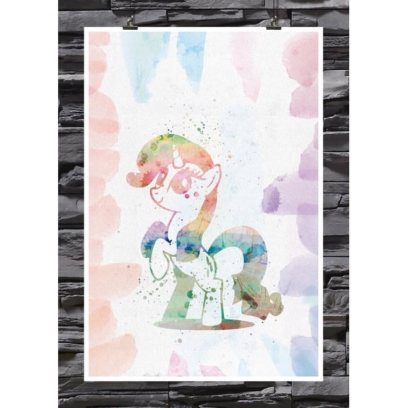 Little Pony Watercolor Art | 18 by 12 Inch Poster | Printed On Premium 100lb Gloss Paper