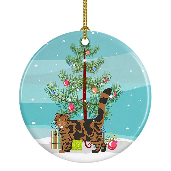 Foldex Exotic Fold #2 Cat Merry Christmas Ceramic Ornament 2.8 in x 2.8 in