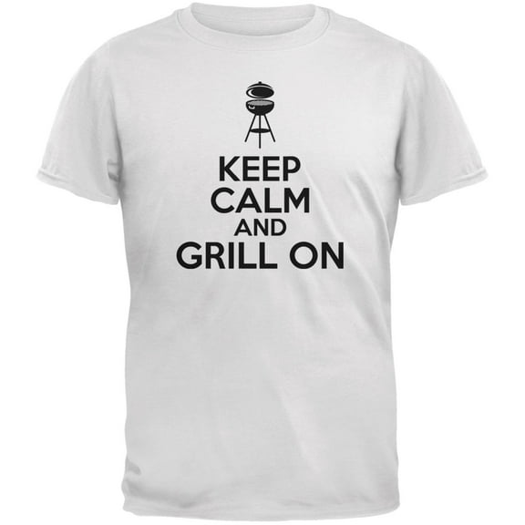 Keep Calm Grill On White Adult T-Shirt - Large