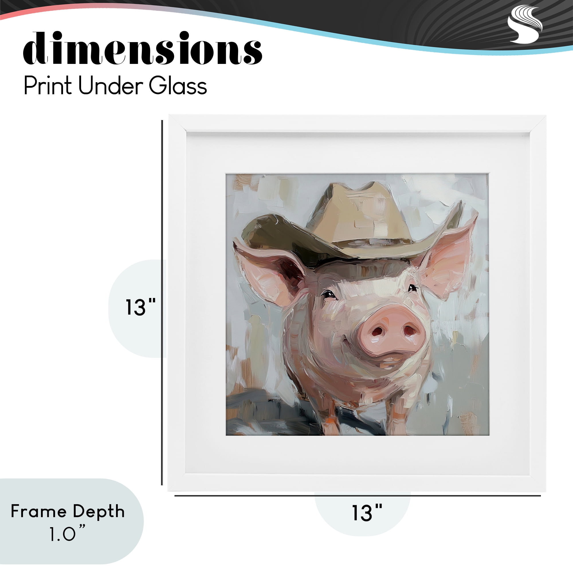 Stupell Industries Cowboy Chester Pig White Framed Print Under Glass, design by Tina LeCour