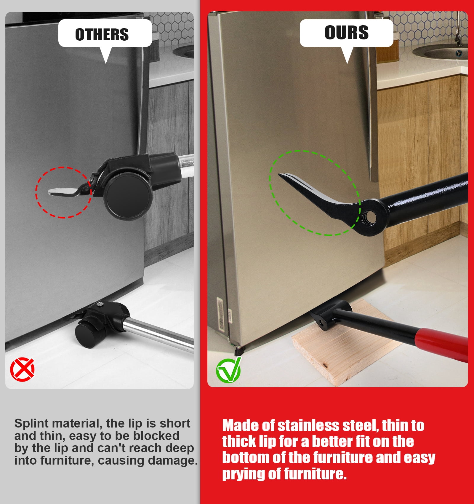 Furniture Lift Mover Tool Set - Furniture Movers Can Withstand Up to 800 Ibs, 360°Sliding Function, Furniture Lifter Have Self-Adjusting Bases， Heavy Item Furniture Moving Tool Without Falling