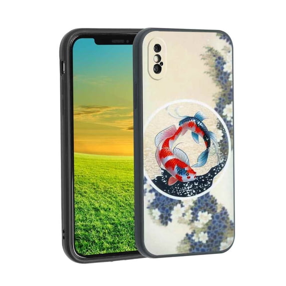 Compatible with iPhone XS Max Phone Case, Japanese-Inspired-cherry-blossom-koi-fish-8 Case Silicone Protective for Teen Girl Boy Case for iPhone XS Max