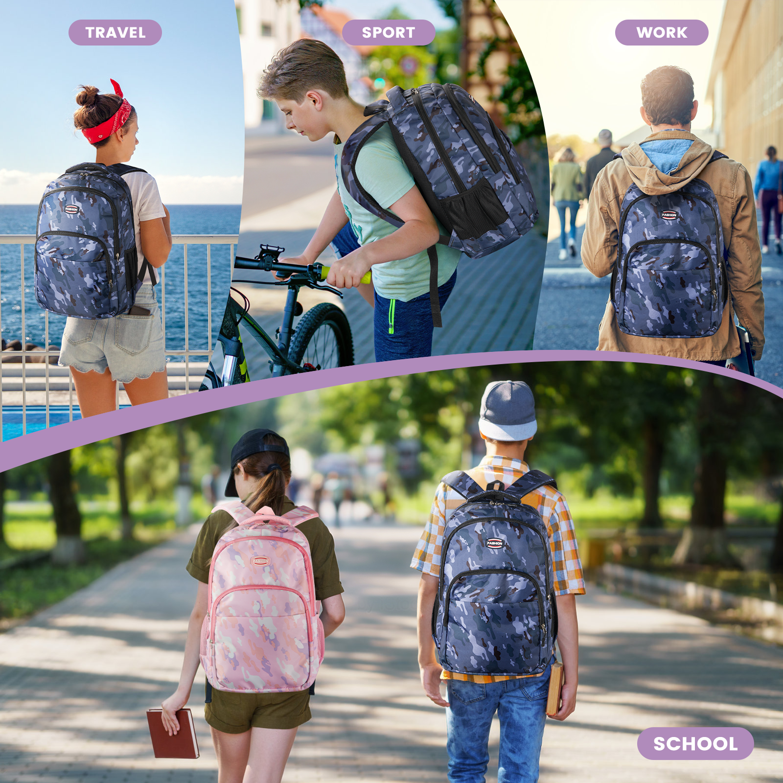Backpack for Work, College, and Travel, Water Resistant Bookbag, Backpack for / & / with Adjustable Padded Mesh Straps, Geometric Print Backpack for / / College Bag Bookbags