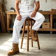 thumbnail image 4 of Pafei Tyugd Work Cargo Pants for Men with Pockets Casual Elastic Waisted Hiking Pants Straight Leg Chino Trousers Active Outdoor White L, 4 of 10