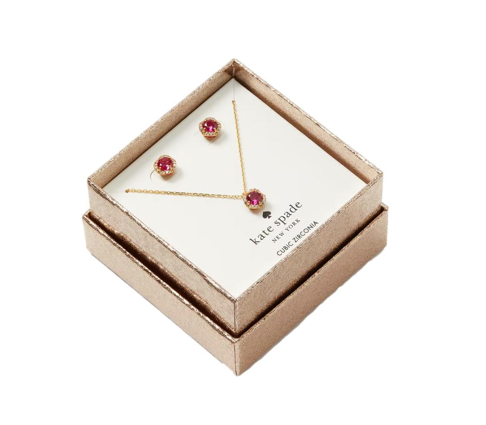 Kate Spade New York Women's That Sparkle Pendant and Stud Earring Set Ruby