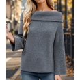 thumbnail image 5 of Women Off the Shoulder Sweater Long Sleeve Tops 2025 Fall Loose Knit Pullover Sweaters Winter Clothes Gray S, 5 of 8