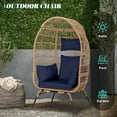 Eclife Rattan Wicker Egg Patio Chair Oversize Metal Lounge Chair with