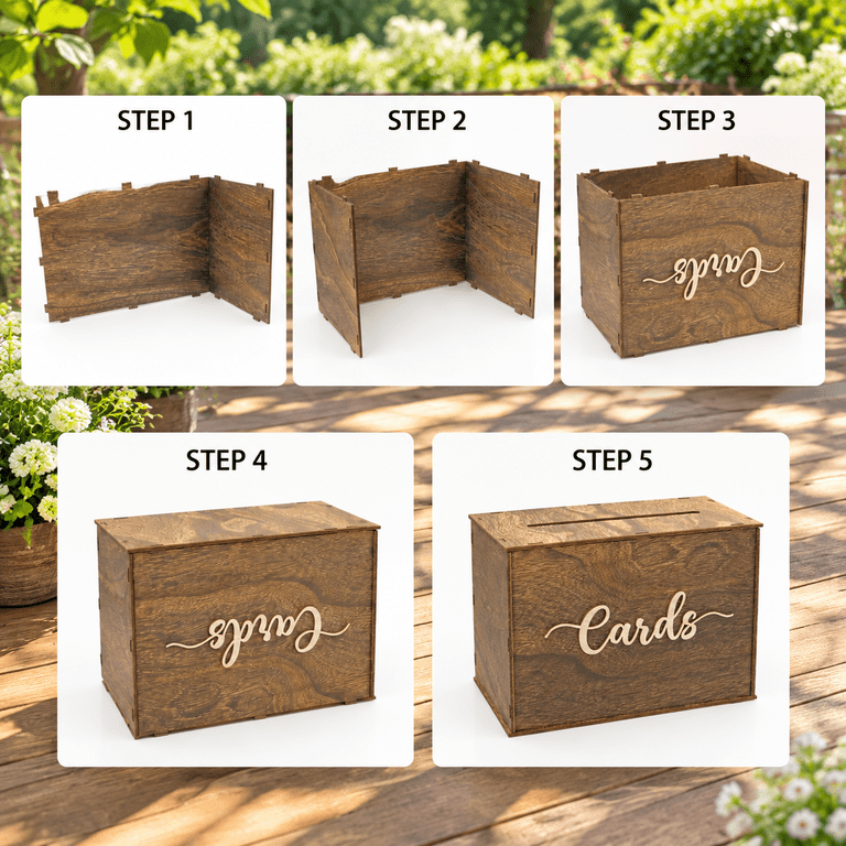 Wood Rustc Rustic Torched Wood Card Box 12x9x7 Inch For Wedding Birthday ...