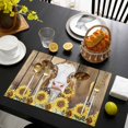 thumbnail image 3 of Farmhouse Cow Placemats Set of 6, Vintage Country Sunflower Brown Wood Placemats for Dining Table, Place Mats for Kitchen Tabletop, Waterproof Wipeable Dining Table Mats Set, 3 of 9