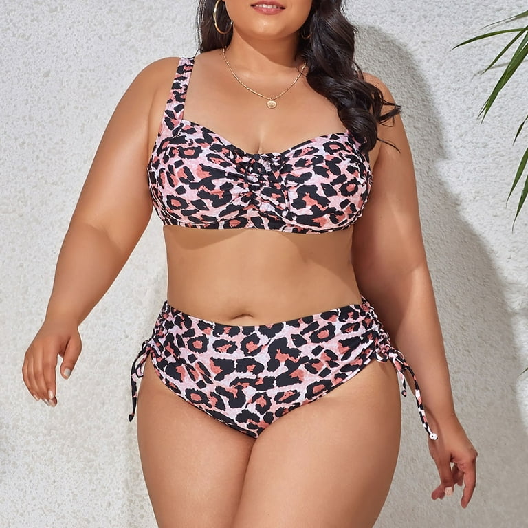 Aayomet Women's Plus Size Two Piece Swimsuit Print Bikini Swim Bra Pad  Underwire plus Size Bikini Tops for Large Bust,E X-Large
