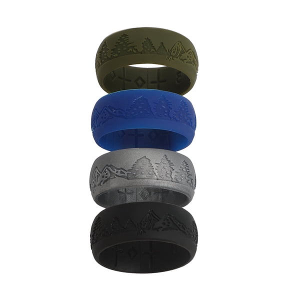 Avaner Silicone Wedding Ring for Men: 4 Pack 8.5mm Width Breathable Air Grooves Silicone Rubber Wedding Engagement Bands Valentine's Day Christmas Gift, Size 8 - Exercise and Fitness