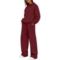 thumbnail image 6 of SZJXBUY Cute Sweatsuit for Women Oversized Fall 2 Piece Matching Sweat Sets Plus Size Hoodies & Baggy Wide Leg Pants Outfits Wine,XL, 6 of 8