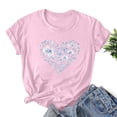 thumbnail image 2 of T Shirts for Women Women's Lover Love Printed T-Shirt Round Neck Short Sleeved, 2 of 3