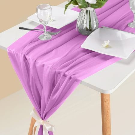 

Alueeu 10ft Chiffon Table Runner 29x120 Inches Dusty Blue Table Runner For Wedding Baby Girl Bridal Shower Decorations Wedding Banquet Chiffon Table Runner (Rose Purple No. 8)