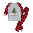 thumbnail image 3 of Odeerbi Christmas Pajamas for Family Holiday Plaid Long Sleeve Family Christmas Pajamas Matching Sets Toddler Plaid Printed Loungewear Top Pants Set Two-Piece Sleepwear Xmas PJs Set Red, 3 of 5