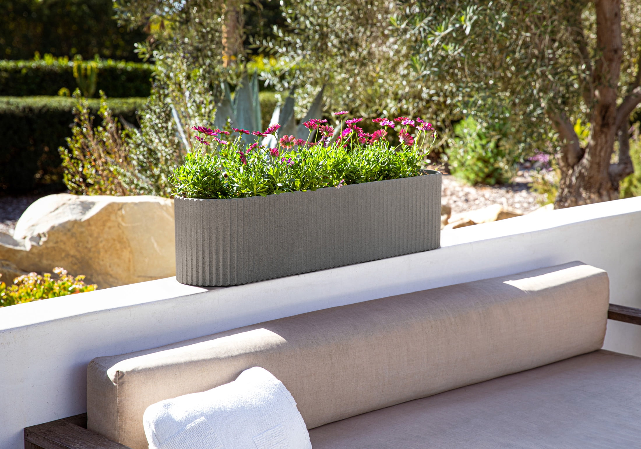 Veradek Demi Series Window Box 36" Plastic-Stone Planter - (Grey/2 Pack)