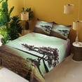 thumbnail image 3 of Ambesonne Lonely Tree Fitted & Top Sheet Set with Shams, Picturesque Lakeside, Green Black, 3 of 7