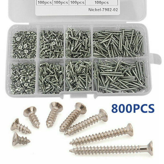 Self Tapping Screw Set 800 Pcs Wood Screws Assortment M2 Cross Drive Flat Head