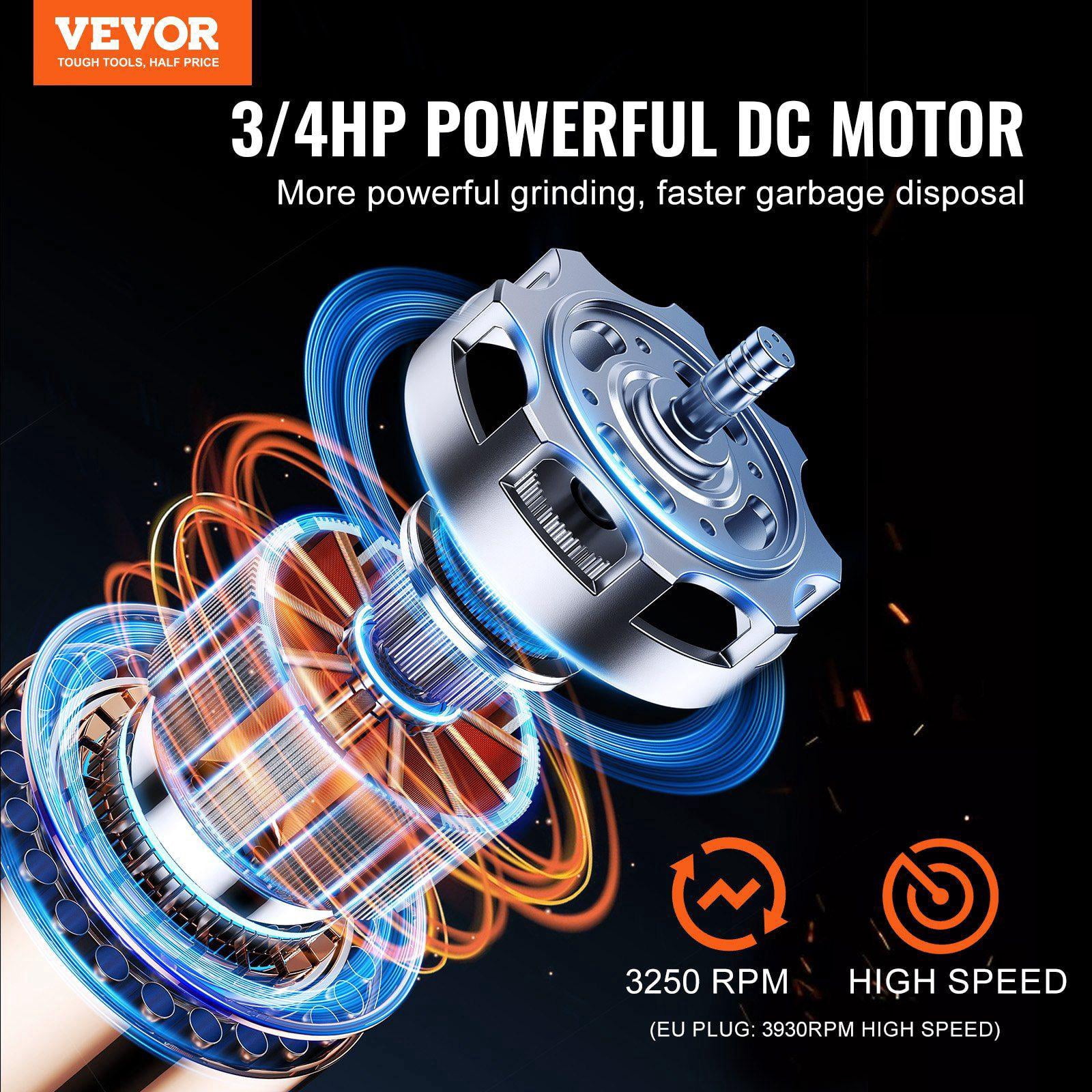 3/4 HP 3250 RPM Continuous Feed Garbage Disposal Food Waste Disposer with EZ Connect Grinding System Sound Reduction Power Cord and Splash Guard