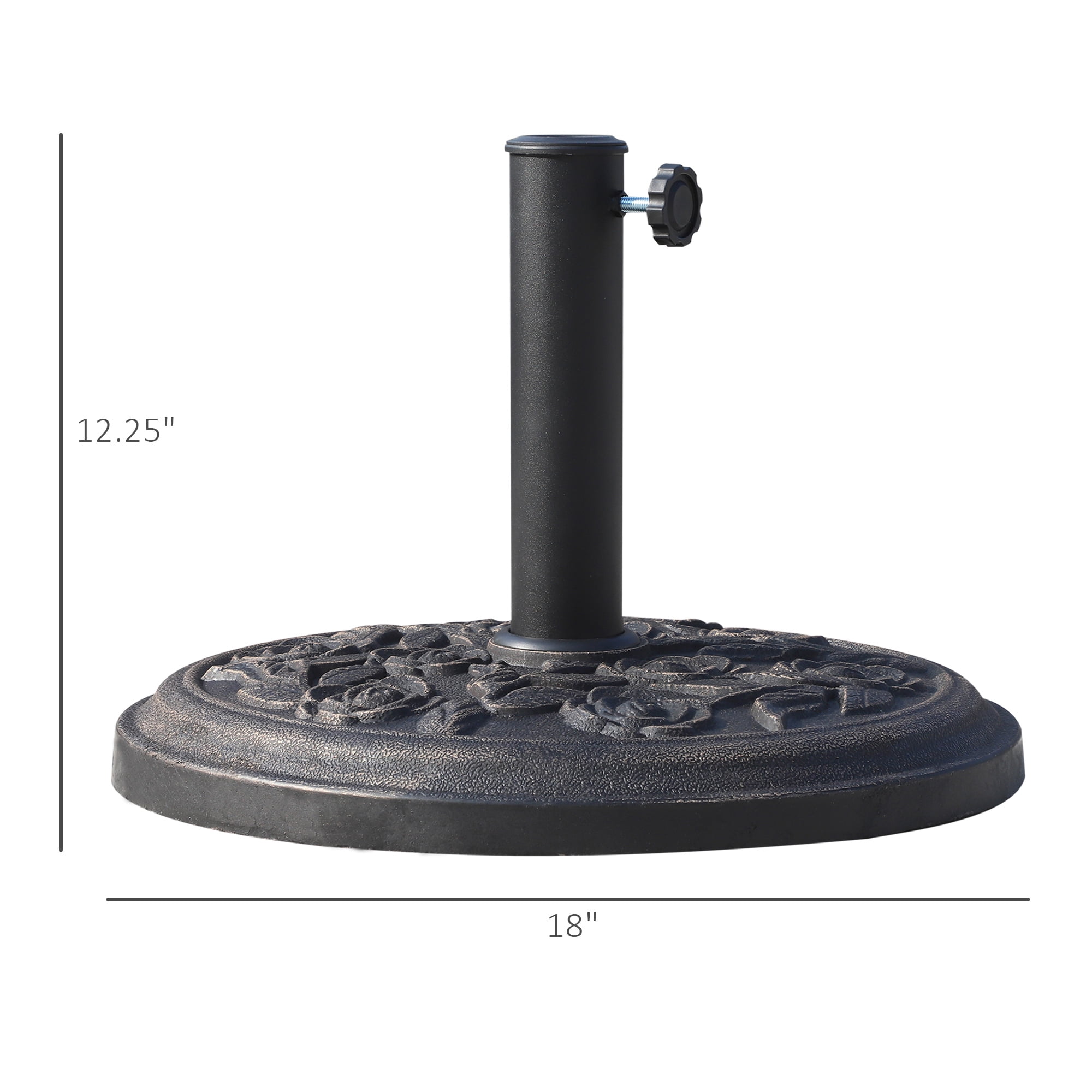 Outsunny 18" Round Decorative Resin Rose Umbrella Pole Holder w/ Bronze Finish
