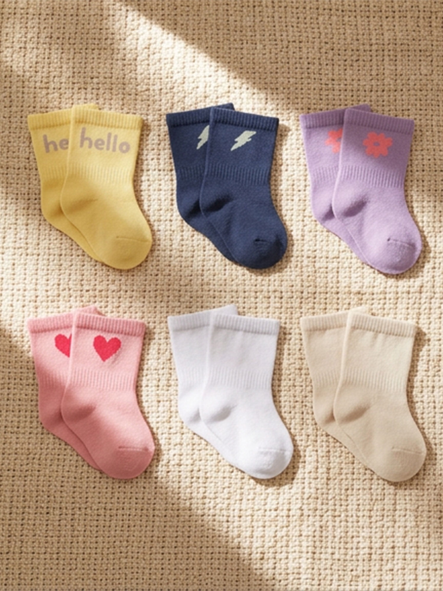 Gerber Baby Girl Jersey Wiggle Proof Crew Socks, 3-Pack, Sizes 0/6 Months - 6/12 Months