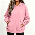 thumbnail image 5 of Women's Long Sleeve Pullover Hoodie with Button Pocket Oversized Loose Fit Going Out Tops, 5 of 8