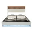 thumbnail image 5 of Queen Size Upholstered Platform Bed with Storage Headboard and Hydraulic Storage System, PU Storage Bed with LED Lights and USB charger, White, 5 of 9