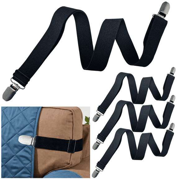 Adjustable Elastic Band Suspenders Fasteners Holder Straps for Recliner Sofa Chair Loveseat Covers, Cushion Seats, Benches and Tables, 1.0" Wide Upgraded from 0.8", 20–80 Inch Length