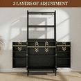 thumbnail image 4 of ETASE 58'' Pantry Cabinets with Microwave Shelves, Freestanding Kitchen Storage Cabinet with Adjustable Shelves, Buffet Cupboards for Kitchen/Dining Room/Living Room, Black, 4 of 11