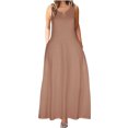 thumbnail image 1 of Robes d'Été pour Femmes Mode d'Été Manches Courtes Camisole Unie Bretelles Col Rond Robe de Soirée pour Femmes Élégante Classe en Liquidation, 1 of 4