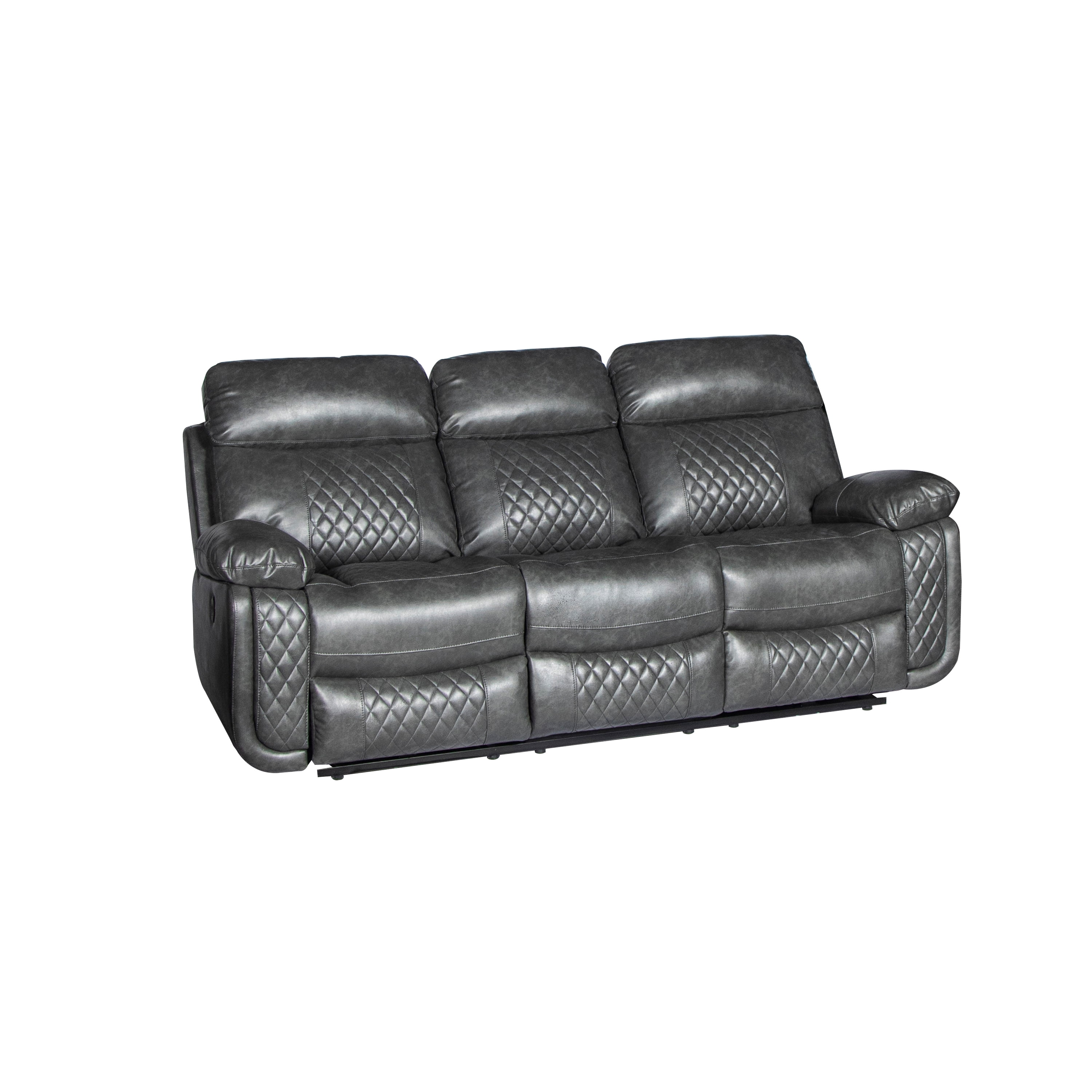 Contemporary 3-Piece Faux Leather Upholstered Living Room Sofa Set, Sofa Loveseat & Chair, Grey