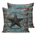 thumbnail image 7 of Farmhouse Rustic Western Star Outdoor Pillow Covers Waterproof Throw Pillow Cover 18x18in Set of 2,Square Decorative Pillowcases Cushion Case for Patio Sofa Couch,Retro Teal and Brown Wood Grain, 7 of 7
