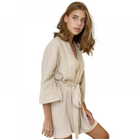 

Women s Pajamas Casual Nights Short Sleeve Pajamas Crepe Short Nightgown for Women S-L