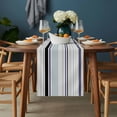 thumbnail image 2 of Aqua Stripe Table Runner - 60 Inch Long, Kitchen Dining Table Runner Dresser Scarves, Modern Abstract Art Black Striped Rustic Farmhouse Decor for Coffee Tables Wedding Party Banquet, 2 of 8