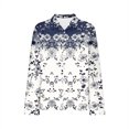thumbnail image 6 of Plus Size Button Down Shirts Long Sleeve Floral Graphic Printed Lapel Collared Blouses for Women Dressy Casual (L, Blue), 6 of 6