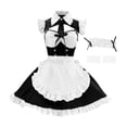thumbnail image 7 of Rggeeun Halloween for Women Renaissance Women Gothic Dress Corset Dress Fly Sleeve Lapel Collar Ruffle Bow Dress Evening Party Classic,Black,2Xl, 7 of 7